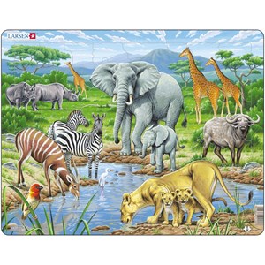 Larsen (FH9) - "Tiere der afrikanischen Savanne" - 65 Teile Puzzle