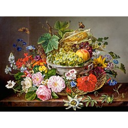 Castorland (C-200658) - "Stillleben aus Blumen und Fruchtkorb" - 2000 Teile Puzzle