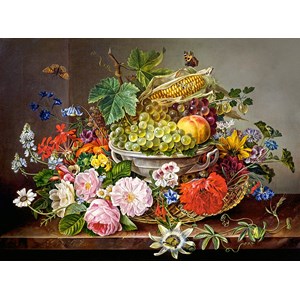 Castorland (C-200658) - "Stillleben aus Blumen und Fruchtkorb" - 2000 Teile Puzzle