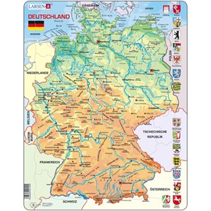 Larsen (K40) - "Deutschlandkarte physisch" - 50 Teile Puzzle