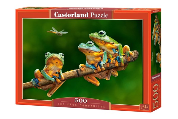 Castorland (B-52301) - "Bunte Frösche schauen auf die Libelle" - 500 Teile Puzzle