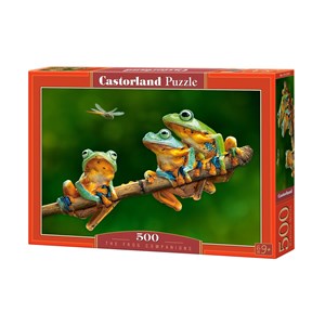 Castorland (B-52301) - "Bunte Frösche schauen auf die Libelle" - 500 Teile Puzzle