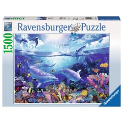 Ravensburger (16331) - Christian Riese Lassen: "Tag der Delfine" - 1500 Teile Puzzle