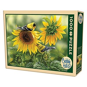 Cobble Hill (51818) - Rosemary Millette: "Goldfinken auf der blühenden Sonnenblume" - 1000 Teile Puzzle