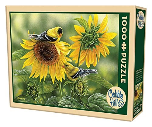 Cobble Hill (51818) - Rosemary Millette: "Goldfinken auf der blühenden Sonnenblume" - 1000 Teile Puzzle