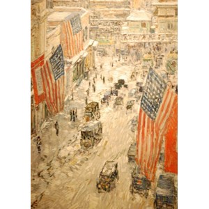 Grafika (00268) - Childe Hassam: "Flags on 57th Street, Winter, 1918" - 1000 Teile Puzzle