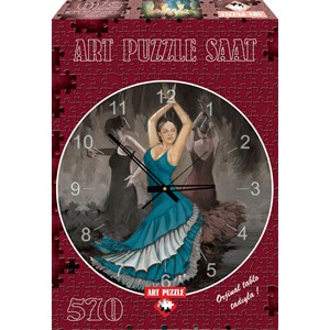 Art Puzzle (4139) - "Puzzleuhr, Flamenco tanzende Frauen" - 570 Teile Puzzle
