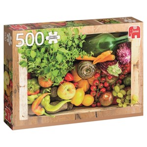 Jumbo (18531) - "Kiste mit Obst und Gemüse" - 500 Teile Puzzle