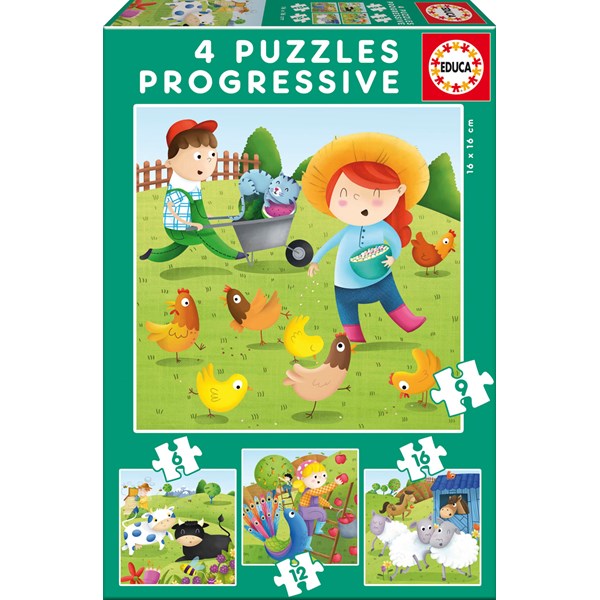 Educa (17145) - "Farm Animals" - 6 9 12 16 Teile Puzzle