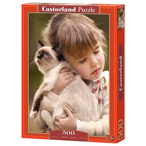 Castorland (B-52943) - "Mädchen kuschelt mit Katze" - 500 Teile Puzzle
