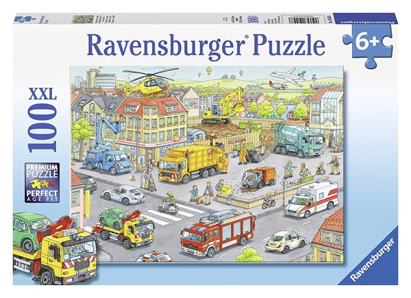 Ravensburger (10558) - "Fahrzeuge in der Stadt" - 100 Teile Puzzle