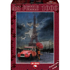 Art Puzzle (4407) - "Stürmische Liebe am Eiffelturm" - 1000 Teile Puzzle