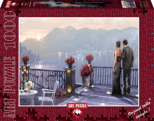 Art Puzzle (4449) - Richard Macneil: "Romantischer Abend am Café" - 1000 Teile Puzzle