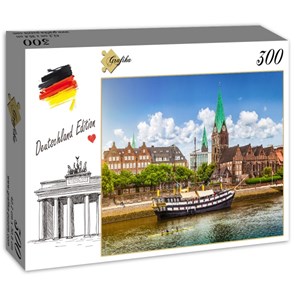 Grafika (02537) - "Blick auf historische Stadt Bremen" - 300 Teile Puzzle