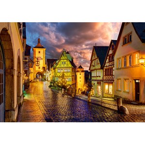 Castorland (C-103461) - "Rothenburger Altstadt bei Nacht" - 1000 Teile Puzzle