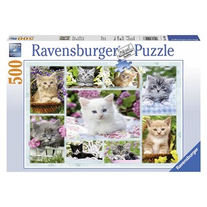 Ravensburger (14196) - "Kätzchen im Körbchen" - 500 Teile Puzzle