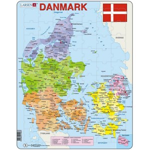 Larsen (A6-DK) - "Politische Karte, Dänemark" - 70 Teile Puzzle
