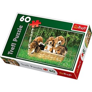 Trefl (17166) - "Ein Korb voller Beagle" - 60 Teile Puzzle