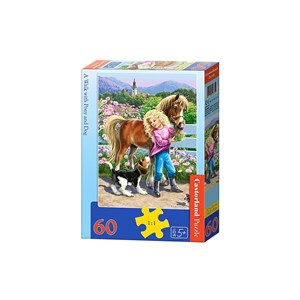 Castorland (B-06755) - "Spaziergang mit Pony und Welpe" - 60 Teile Puzzle