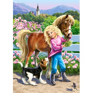 Castorland (B-06755) - "Spaziergang mit Pony und Welpe" - 60 Teile Puzzle