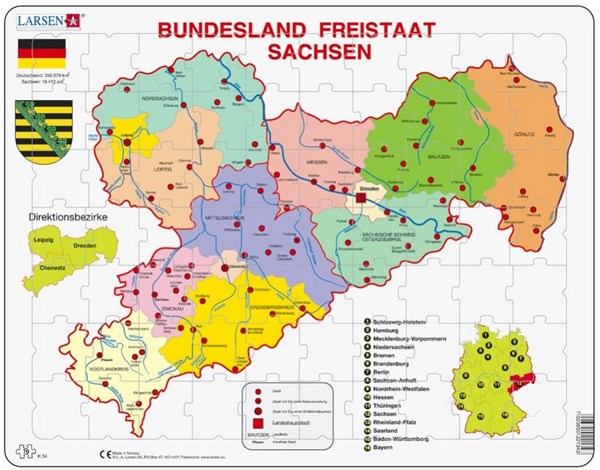 Larsen (K34) - "Bundesland Freistaat Sachsen" - 70 Teile Puzzle