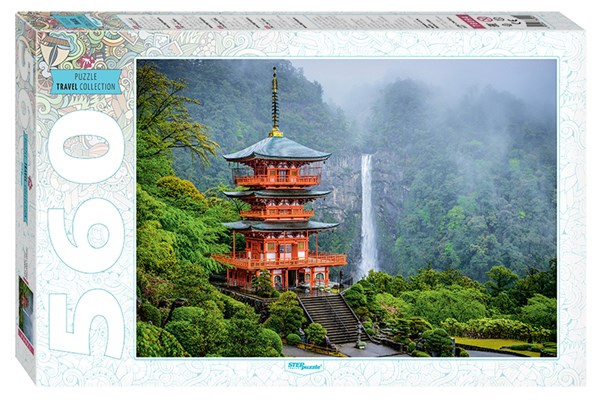 Step Puzzle (78094) - "Seiganto-ji Tempel mit Nachi Wasserfall" - 560 Teile Puzzle