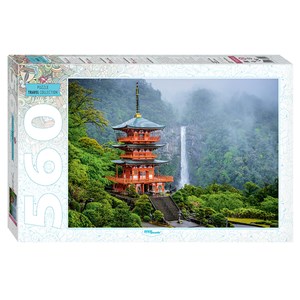 Step Puzzle (78094) - "Seiganto-ji Tempel mit Nachi Wasserfall" - 560 Teile Puzzle