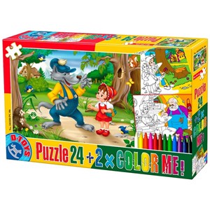 D-Toys (50380-PC-06) - "The Little Red Cap + 2 drawings to color" - 24 Teile Puzzle