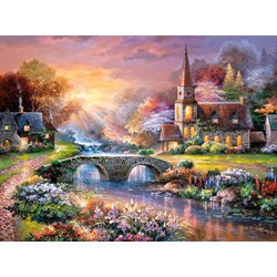 Castorland (C-300419) - "Behagliches Dorf am Flusslauf" - 3000 Teile Puzzle