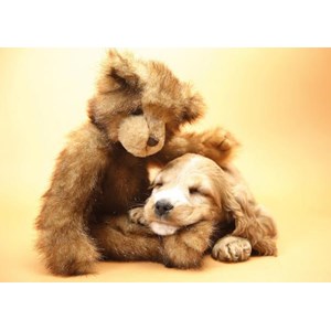 Tactic (40912) - "Welpe schmust mit Teddybär" - 1000 Teile Puzzle