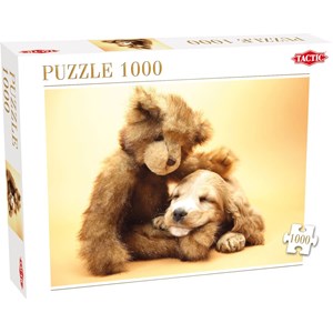 Tactic (40912) - "Welpe schmust mit Teddybär" - 1000 Teile Puzzle