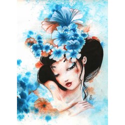 Grafika Kids (00737) - Misstigri: "Blue Flowers" - 300 Teile Puzzle