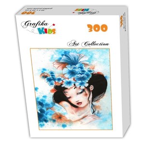Grafika Kids (00737) - Misstigri: "Blue Flowers" - 300 Teile Puzzle