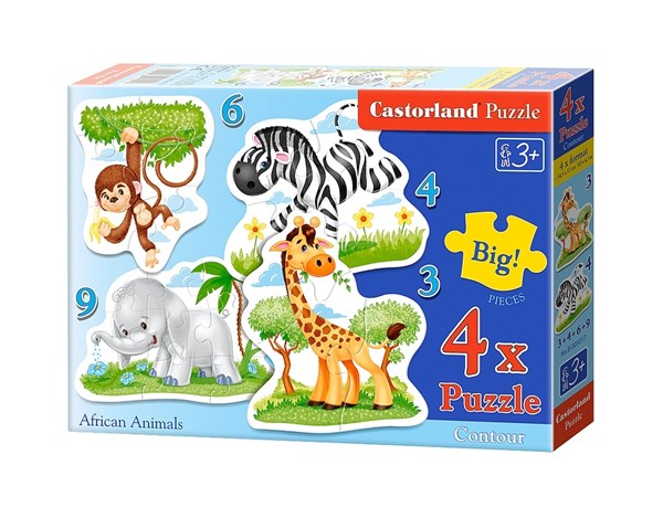 Castorland (B-005017) - "Tiere Afrikas" - 3 4 6 9 Teile Puzzle
