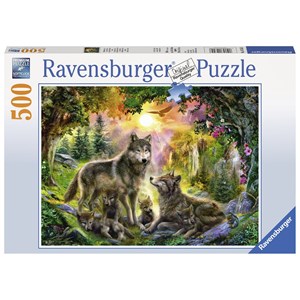 Ravensburger (14745) - "Wolfsfamilie im Sonnenschein" - 500 Teile Puzzle