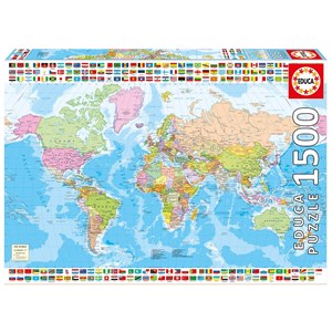 Educa (18500) - "Politische Weltkarte mit Flaggen" - 1500 Teile Puzzle