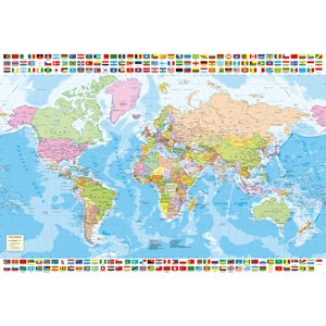 Educa (18500) - "Politische Weltkarte mit Flaggen" - 1500 Teile Puzzle