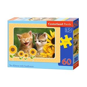 Castorland (B-06779) - "Kätzchen unter Sonnenblumen" - 60 Teile Puzzle