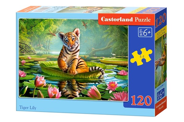 Castorland (B-13296) - "Kleiner Tiger auf der Wasserlilie" - 120 Teile Puzzle