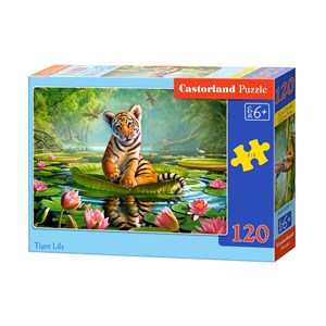 Castorland (B-13296) - "Kleiner Tiger auf der Wasserlilie" - 120 Teile Puzzle