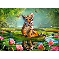 Castorland (B-13296) - "Kleiner Tiger auf der Wasserlilie" - 120 Teile Puzzle