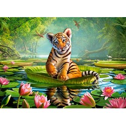 Castorland (B-030156) - "Tigerbaby auf der Wasserlilie" - 300 Teile Puzzle