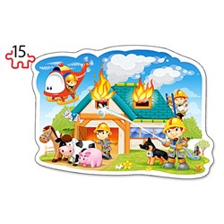 Castorland (B-020058) - "Auf die Feuerwehr ist immer Verlass!" - 9 15 Teile Puzzle
