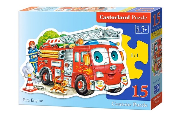 Castorland (B-015078) - "Feuerwehrauto mit lustigem Gesicht" - 15 Teile Puzzle