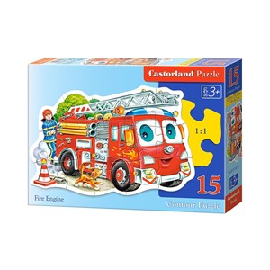 Castorland (B-015078) - "Feuerwehrauto mit lustigem Gesicht" - 15 Teile Puzzle