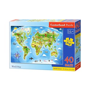 Castorland (B-040117) - "Weltkarte" - 40 Teile Puzzle