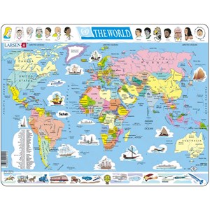 Larsen (K1-GB) - "Weltkarte (auf Englisch)" - 107 Teile Puzzle