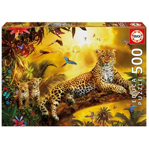 Educa (17736) - "Leoparden mit Jungen" - 500 Teile Puzzle