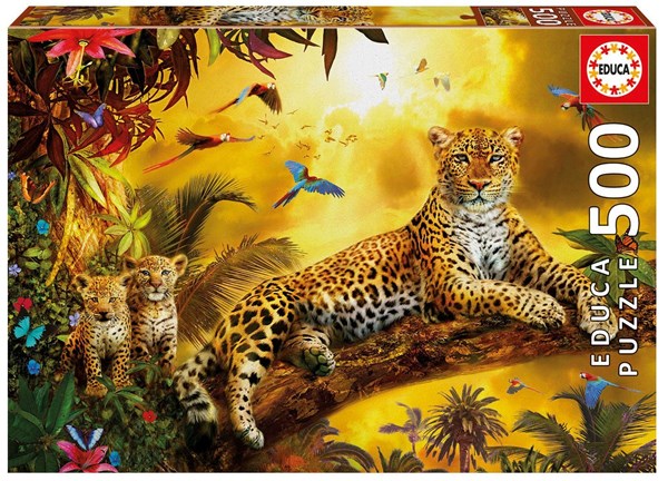 Educa (17736) - "Leoparden mit Jungen" - 500 Teile Puzzle