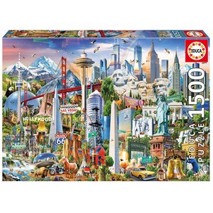 Educa (17670) - "Quer durch die USA" - 1500 Teile Puzzle